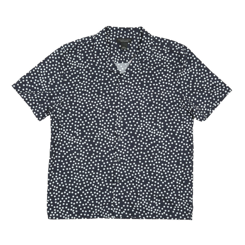The Men's Store Short Sleeve Dot Print Camp Shirt Navy Multi Size L
